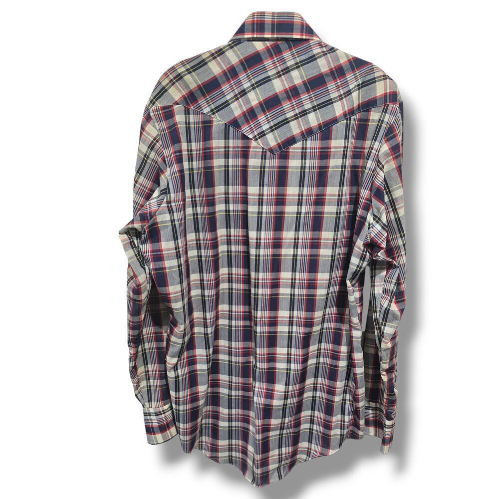 Vintage Sears Western Wear Plaid Snap Button Shirt Long Sleeve Men’s Large - Picture 2 of 8